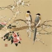 Птицы на цветущем дереве.